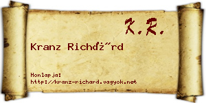 Kranz Richárd névjegykártya